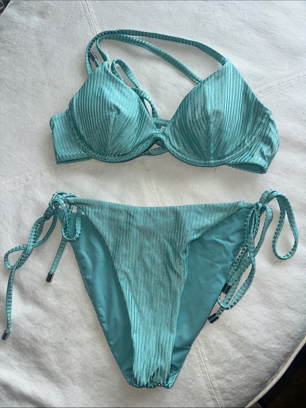 Vetchy bikini ribbed agua in small